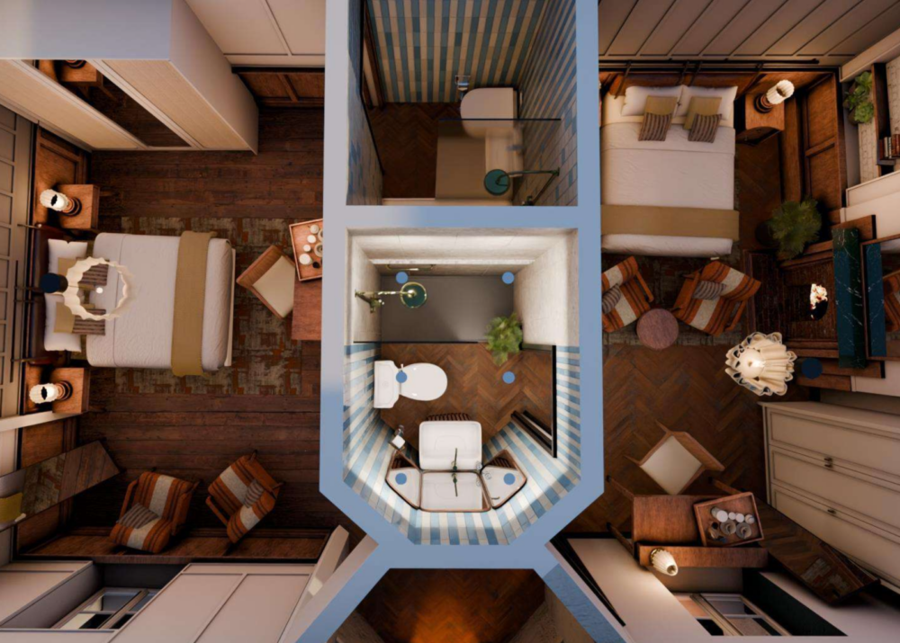 Aerial view of The Billiard Room bedroom at The Crown Hotel Lynton