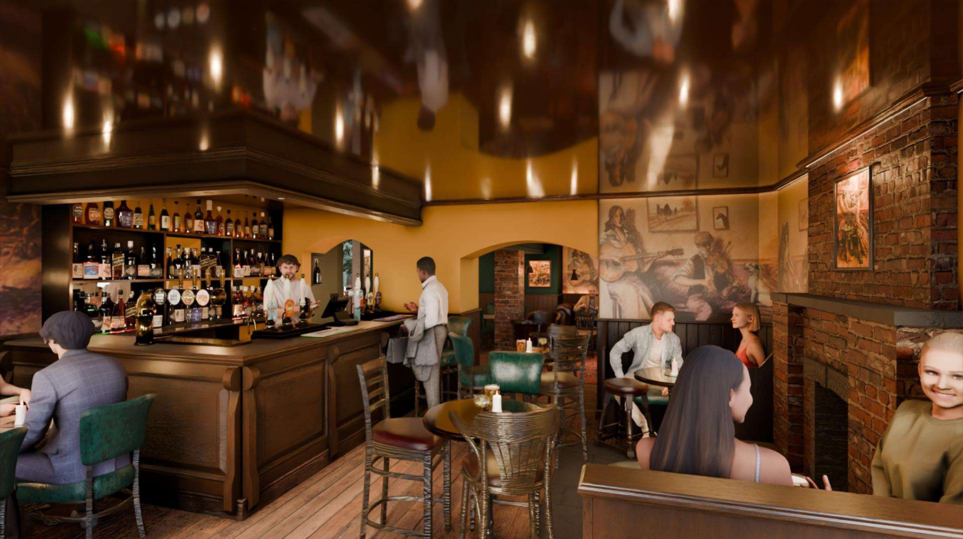 The Crown Hotel pub bar area with traditional character